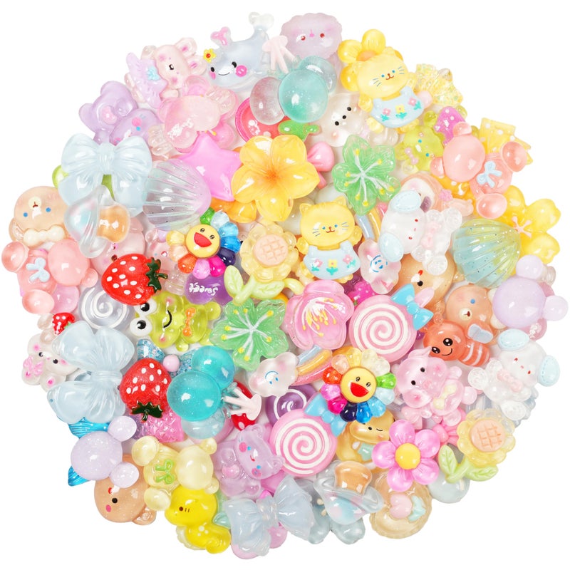 Damyda 70 Pcs Resin Charms Slime Charms Embellishments Bulk Mixed Ornament Decorations Accessories - Image 5