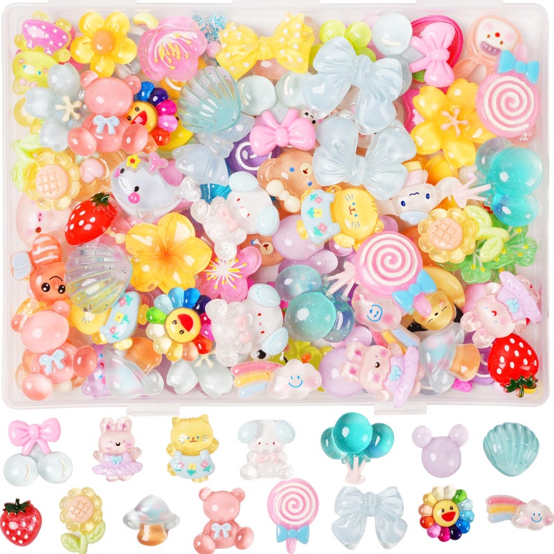 Damyda 70 Pcs Resin Charms Slime Charms Embellishments Bulk Mixed Ornament Decorations Accessories - Image 1