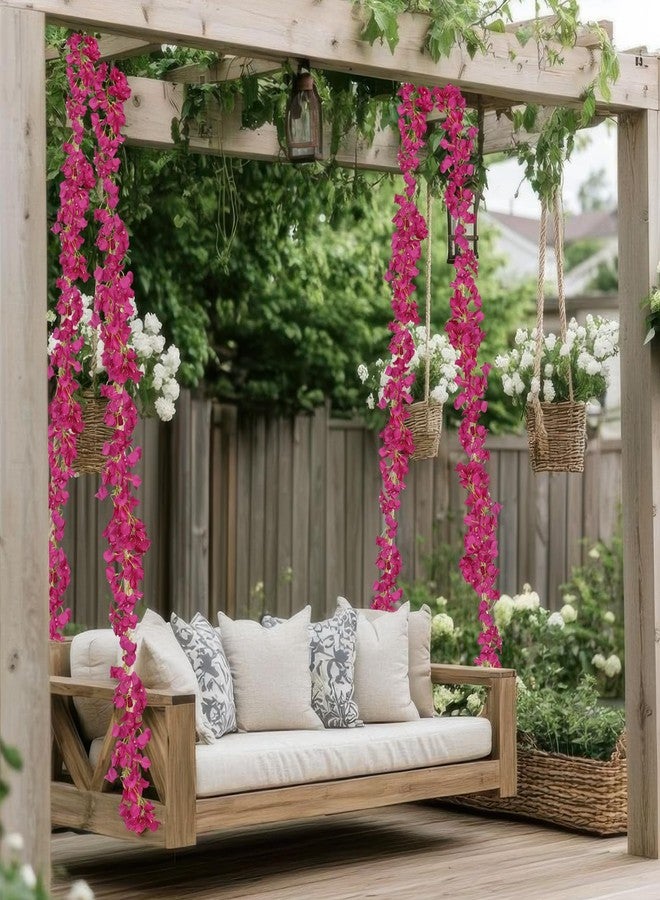 GhuaH 2 Pcs Artificial Bougainvillea Flowers Garland Fake Silk Bougainvilleas Vines Trailing Fuchsia Faux Hanging Flowers Plants Bougainvillea Artificial for Porch Wedding Arch Spring Summer Decor - Image 3