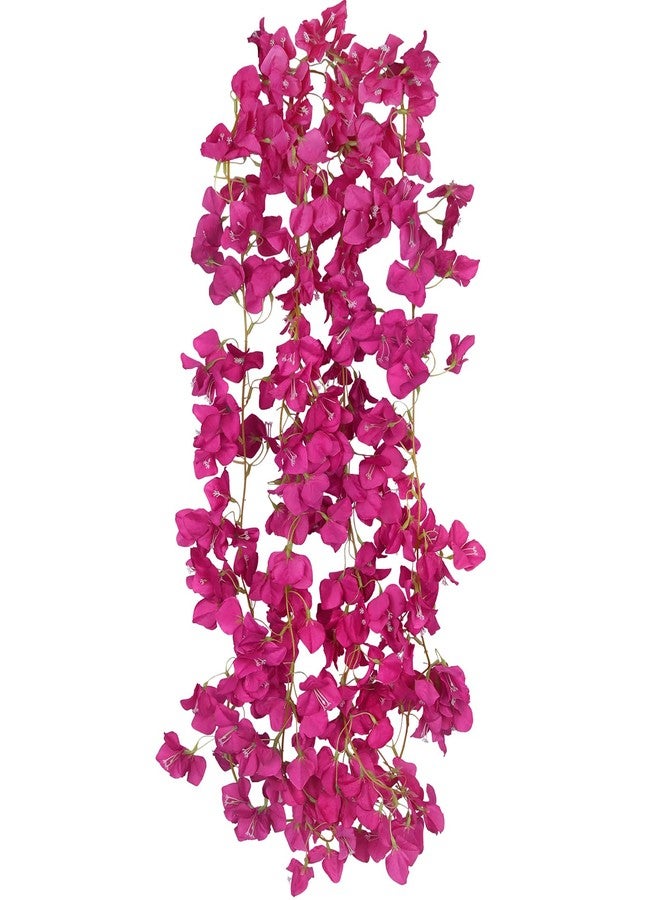 GhuaH 2 Pcs Artificial Bougainvillea Flowers Garland Fake Silk Bougainvilleas Vines Trailing Fuchsia Faux Hanging Flowers Plants Bougainvillea Artificial for Porch Wedding Arch Spring Summer Decor - Image 1