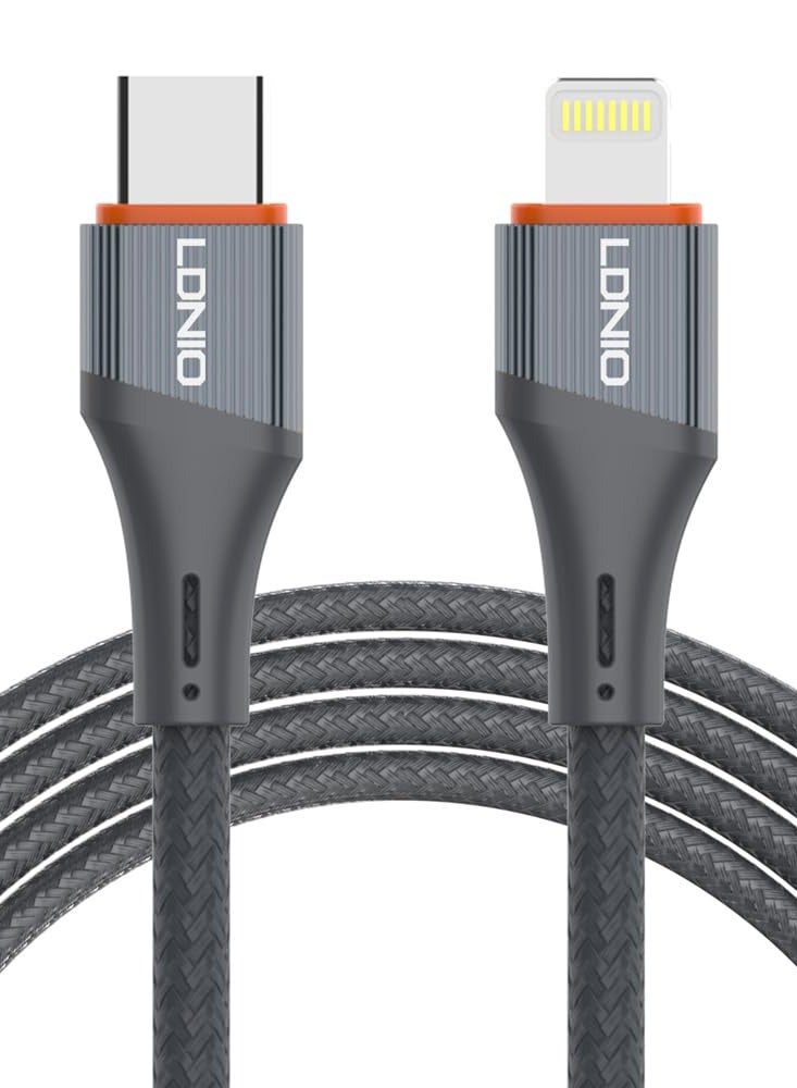 LDNIO Cable LDNIO 2 Meter USB-C TO Lightning 30W Fast Charging Data Cable Support PD Fast Charging For IPhone 8 And Above Model-Grey  - Image 1