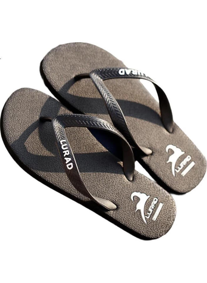 LURAD Men'S Casual Flip Flops Summer Fashion Simple Black Beach Slippers Black Size 43-44 - Image 3