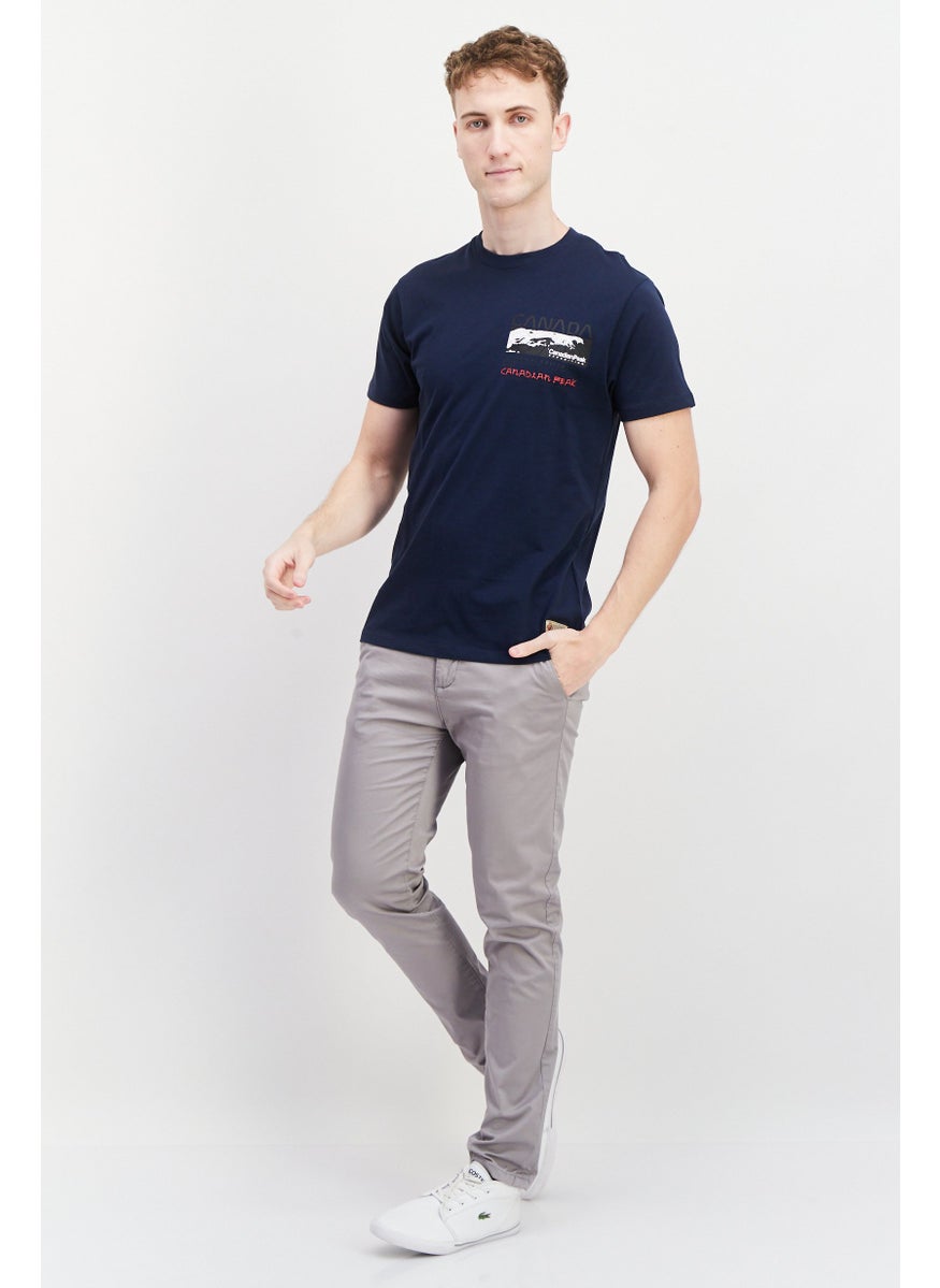 Canadian Peak Men Crew Neck Short Sleeve Graphic Print T Shirt, Navy Combo  - Image 2