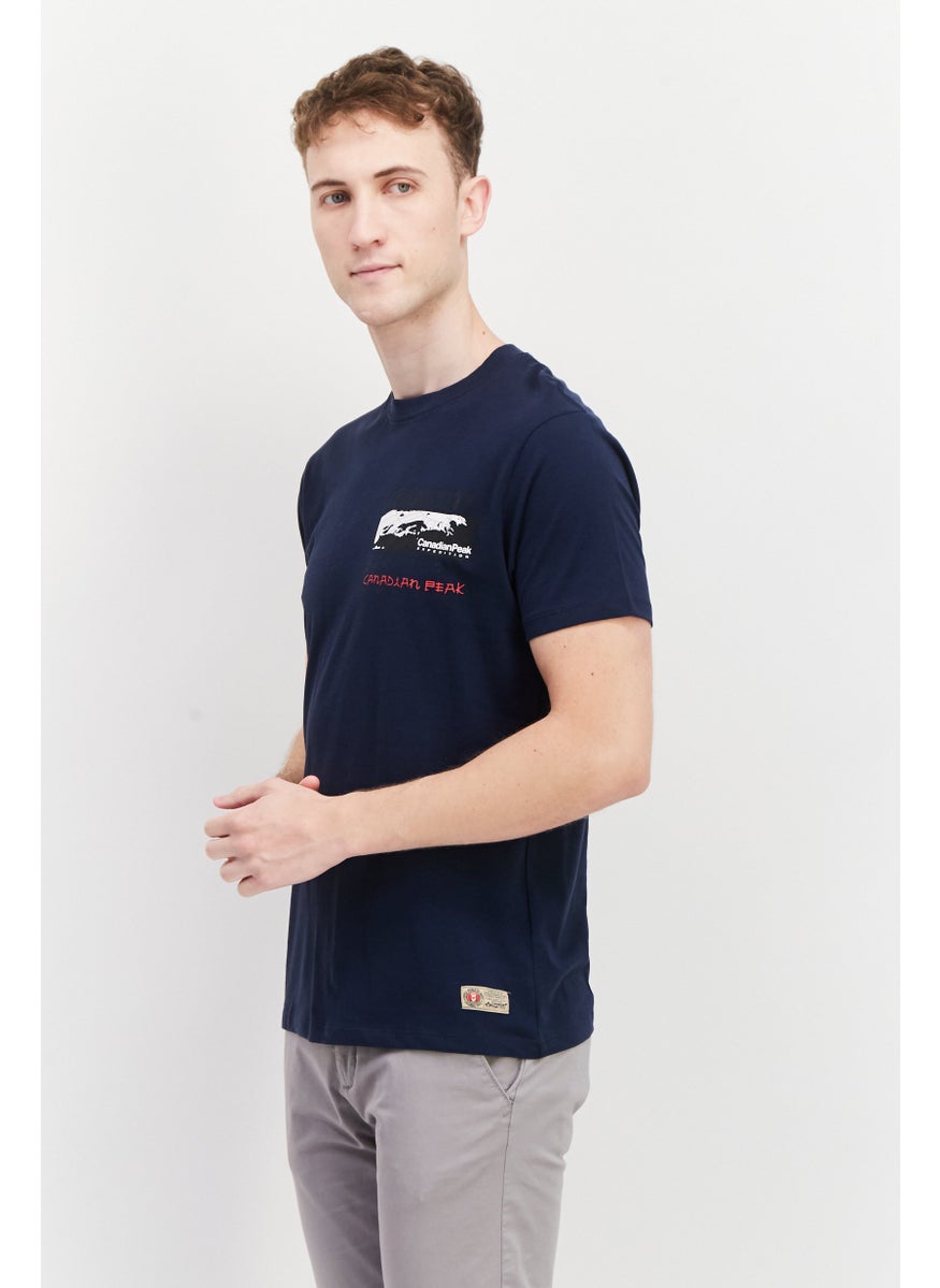 Canadian Peak Men Crew Neck Short Sleeve Graphic Print T Shirt, Navy Combo  - Image 4