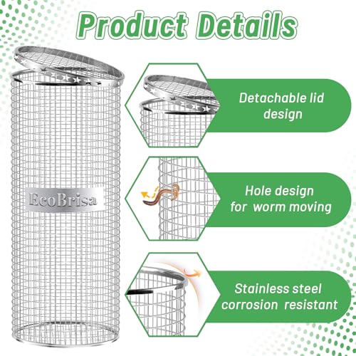 EcoBrisa 2pack Underground Worm Composting Bin, Metal Compost Bin for Recycling Kitchen Food Waste, Outdoor Worm Compost Bin with Holes and Lid Use in Outdoor Garden Vegetable Patch Backyard - Image 3