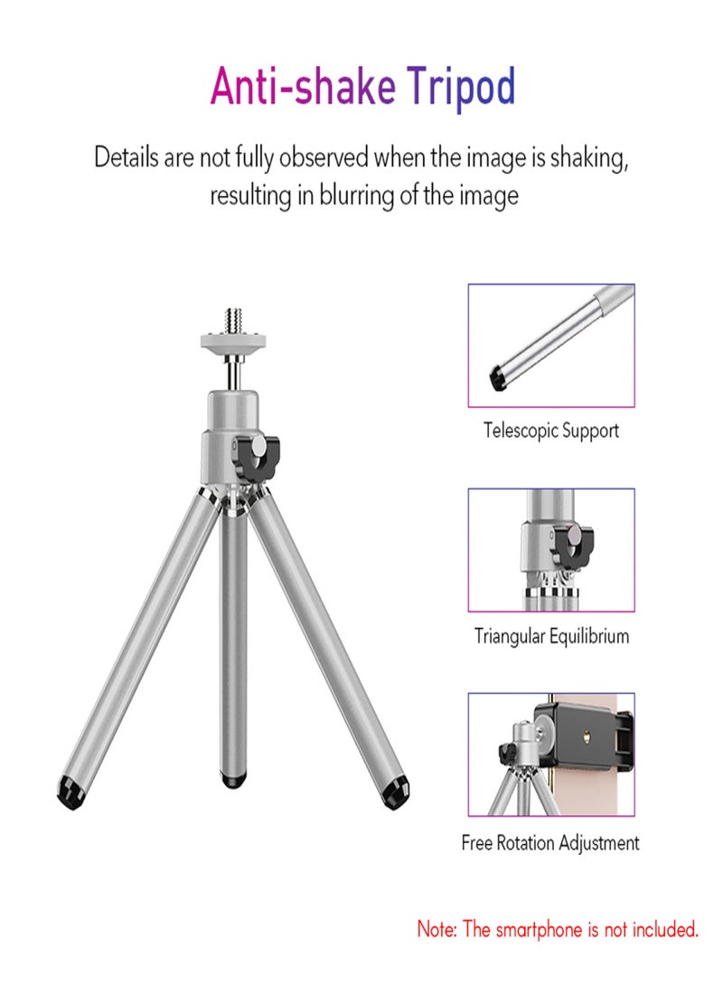 آبيكسل عدسة كاميرا الهاتف المعدنية APEXEL APL-22X105-4IN1، عدسة تقريب 22x، عدسة عين السمكة، عدسة واسعة الزاوية، عدسة ماكرو، عدسة استقطاب، مع مشبك تثبيت ثلاثي القوائم. - Image 5