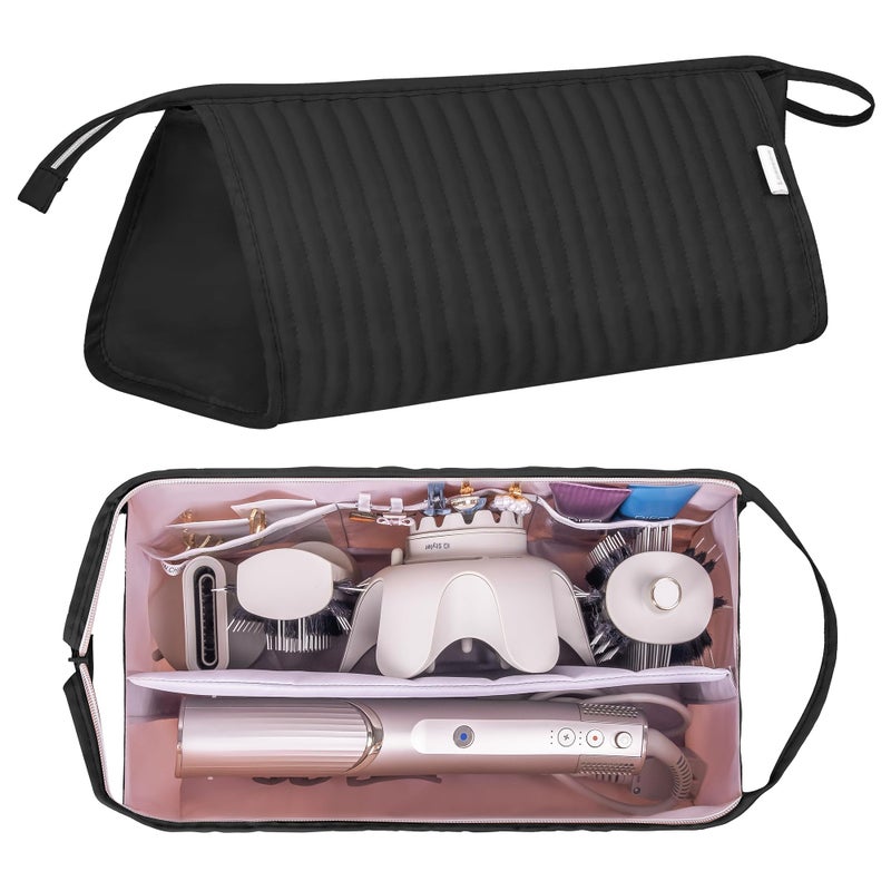 Lexeeco Dy son Air wrap Travel Case Hair Tools Travel Bag for Shark Flexstyle Carrying Case Portable Shark Hair Dryer Revlon Flat Curling Iron OrganizerBlack - Image 2