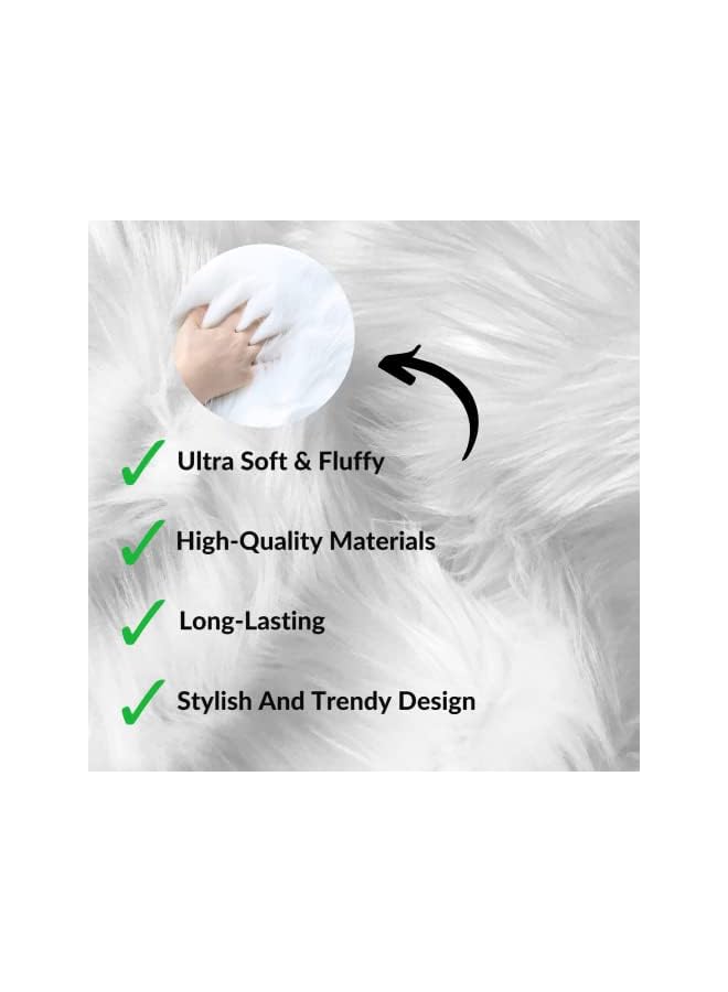 The Bros عبوة من 2 أغطية وسائد من الفرو الصناعي - فخامة ناعمة 18x18 بوصة فخمة للغاية من جلد الغنم الوهمي - أغطية وسائد زخرفية للسرير، الأريكة، غرفة المعيشة (فانيلا بيضاء، 45 * 45 سم) - Image 5