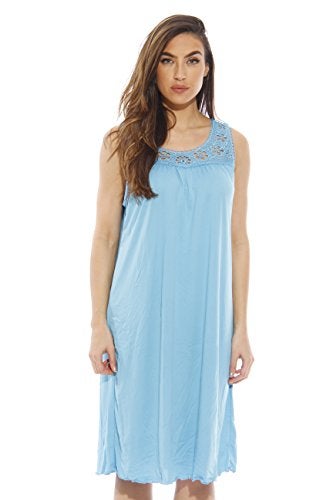 Dreamcrest Silky Soft Nightgown Crochet Trim Sleep Dress 1541B-Turq-XL Bright Turquoise - Image 4