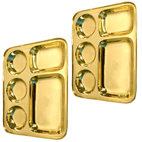 HOKOYA Brass Tray Set of 2 for Lunch Or Dinner - Image 1