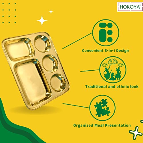 HOKOYA Brass Tray Set of 2 for Lunch Or Dinner - Image 4