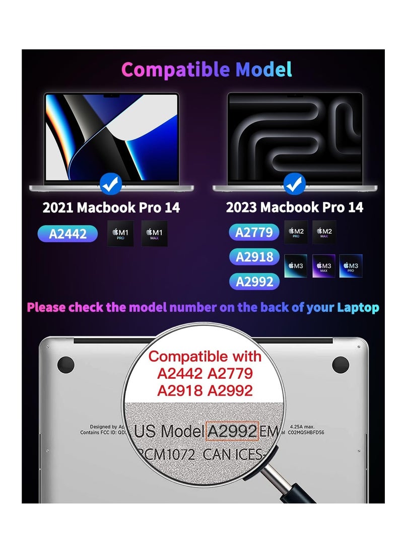 Generic - 3 in 1 Bundle Case Compatible for MacBook Pro 14" 2021 -2024(M1/M2/M3/M4 Chip) A3112 /A3185/A3401/A2442/A2779/A2918/A2992, Protective Hard Shell Cover& Keyboard Skin & Screen Protector for MacBook Pro 14 Inch , Matte Blac - Image 1