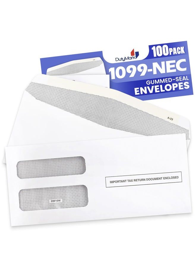 Dutymark 1099 NEC Tax Form Envelopes, Designed for Printed 1099 NEC Forms, Gum Seal, Double-Window, Security Tinted, 100 Pack - Image 4