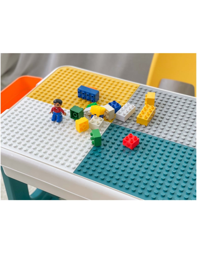 Home Elements طاولة وأطقم كراسي 2 مع لوح رسم 5 في 1 للأطفال متوافقة مع ليغو لبناء الكتل - Image 5