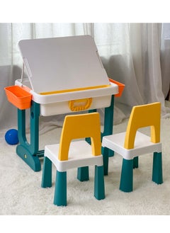 Home Elements 5-IN-1 Kids Easel and Building Block Lego Compatible Table and 2 Chair Set  - Image 3
