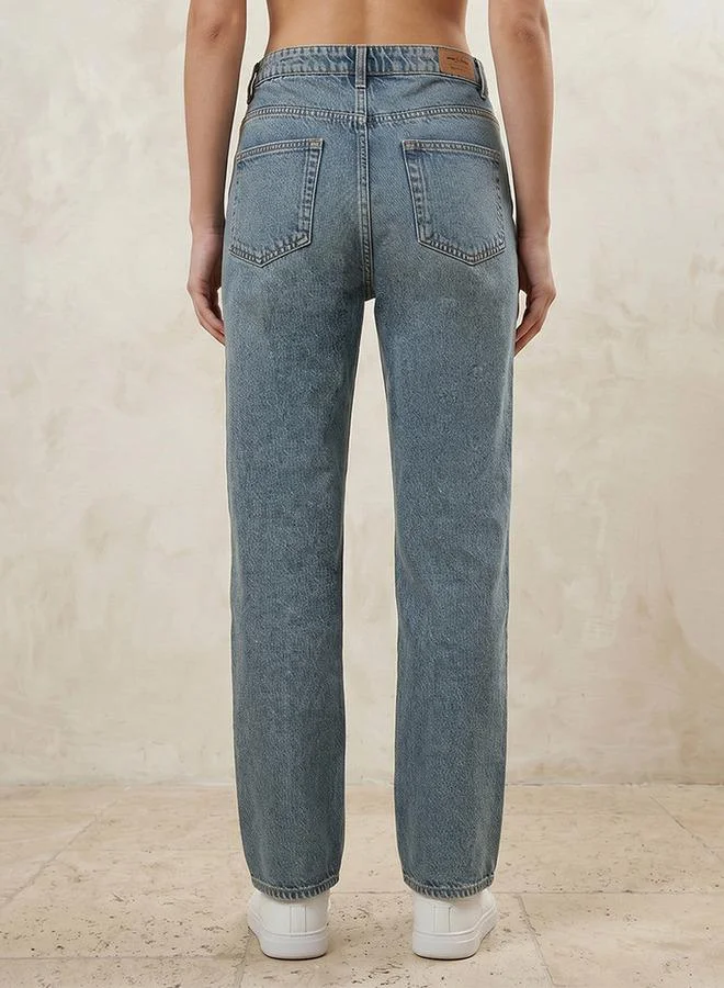 Splash FAV BLUE High Rise Straight Fit Jeans for Women | Best Price UAE