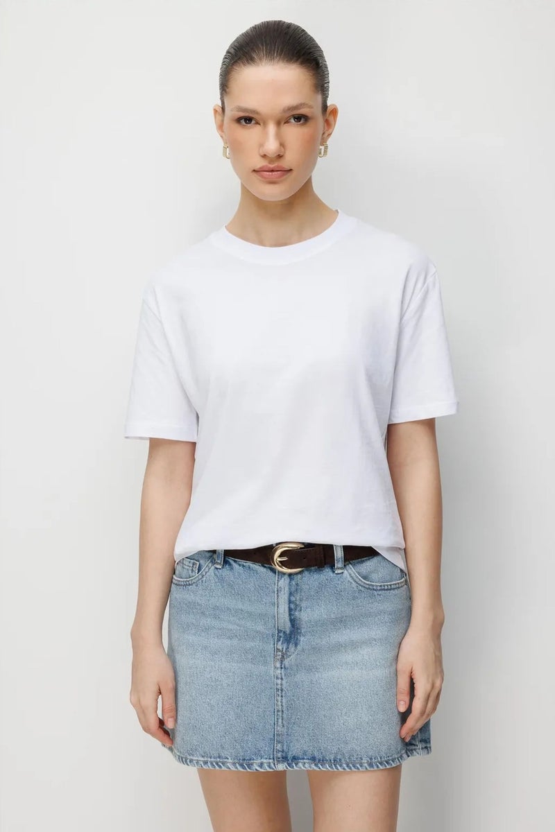 MIXRAY Oversized Ribbed Crew Neck T-Shirt - Image 1