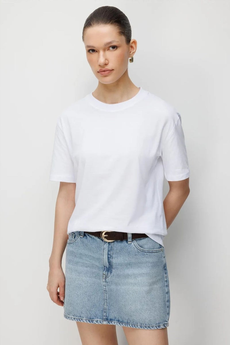 MIXRAY Oversized Ribbed Crew Neck T-Shirt - Image 3