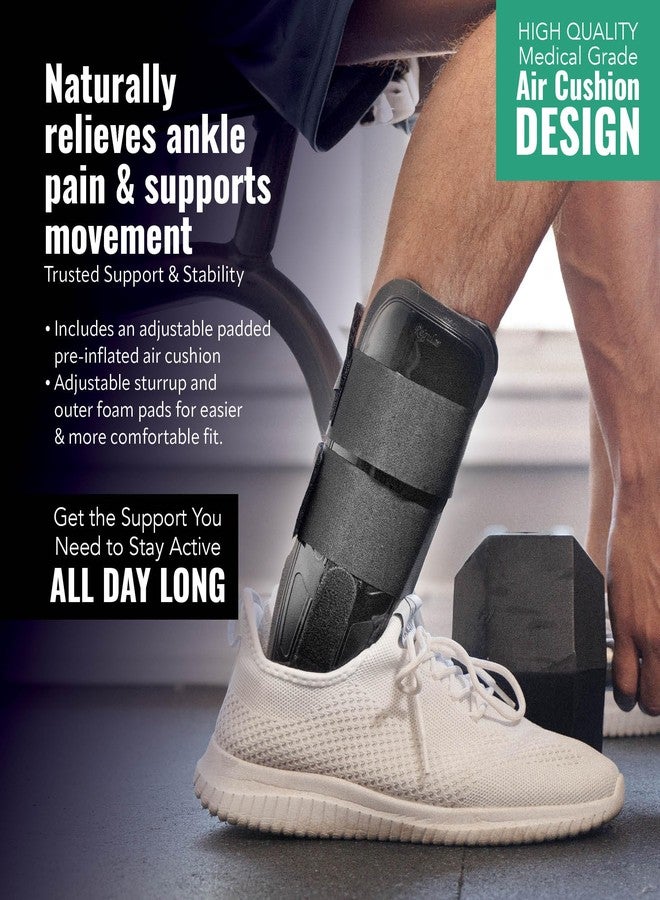 Braceapedia AnklePro Air Cushion Stirrup Ankle Stabilizer Brace - Adjustable 3-Strap Rigid Stirrup Ankle Splint with Foam Pads for Women & Men - Lateral Support for Stability - Black, Regular - Image 5