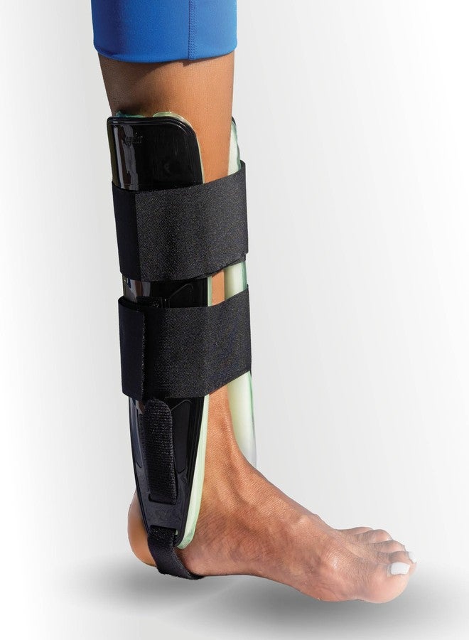 Braceapedia AnklePro Air Cushion Stirrup Ankle Stabilizer Brace - Adjustable 3-Strap Rigid Stirrup Ankle Splint with Foam Pads for Women & Men - Lateral Support for Stability - Black, Regular - Image 1