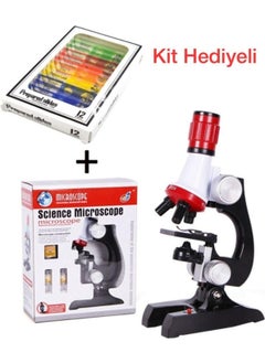 Duhaline Duhalıne Children's Educational Biological Microscope Kit with Zoom LED Light 100X 400X 1200X ST1200X  - Image 2