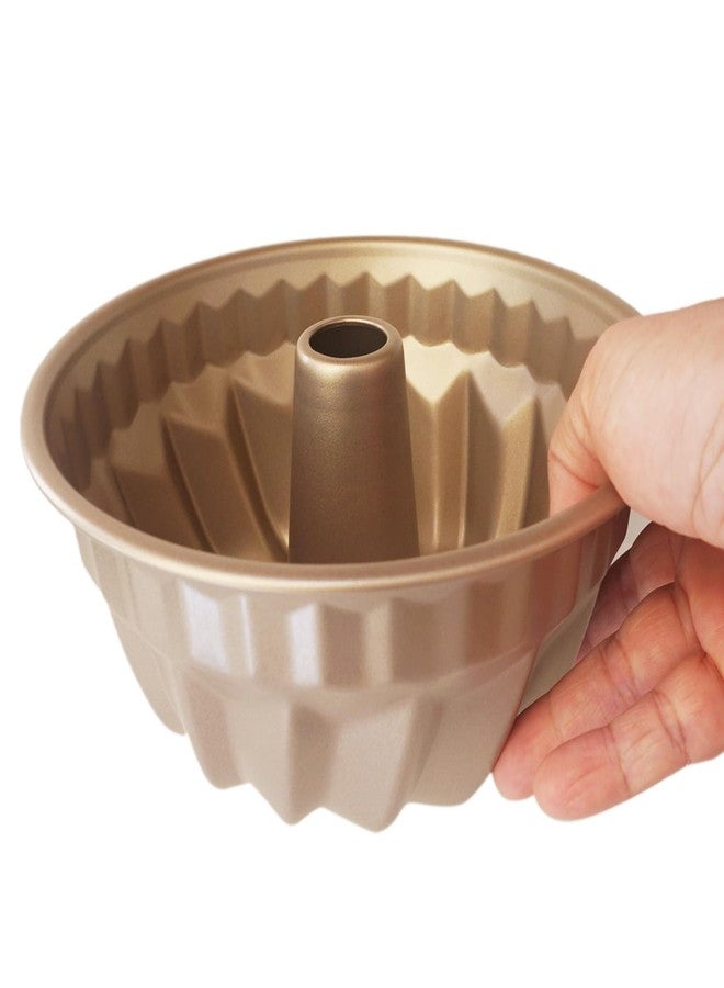 Heluok 7 Inch Nonstick Fluted Tube Round Gold Baking Pans, Ring Cake Pan, Small Baking Mold for Most Oven, 6 Quart Instant Pot, Making Kugelhopf, Brownie, Bread - Image 3