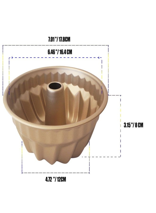 Heluok 7 Inch Nonstick Fluted Tube Round Gold Baking Pans, Ring Cake Pan, Small Baking Mold for Most Oven, 6 Quart Instant Pot, Making Kugelhopf, Brownie, Bread - Image 2