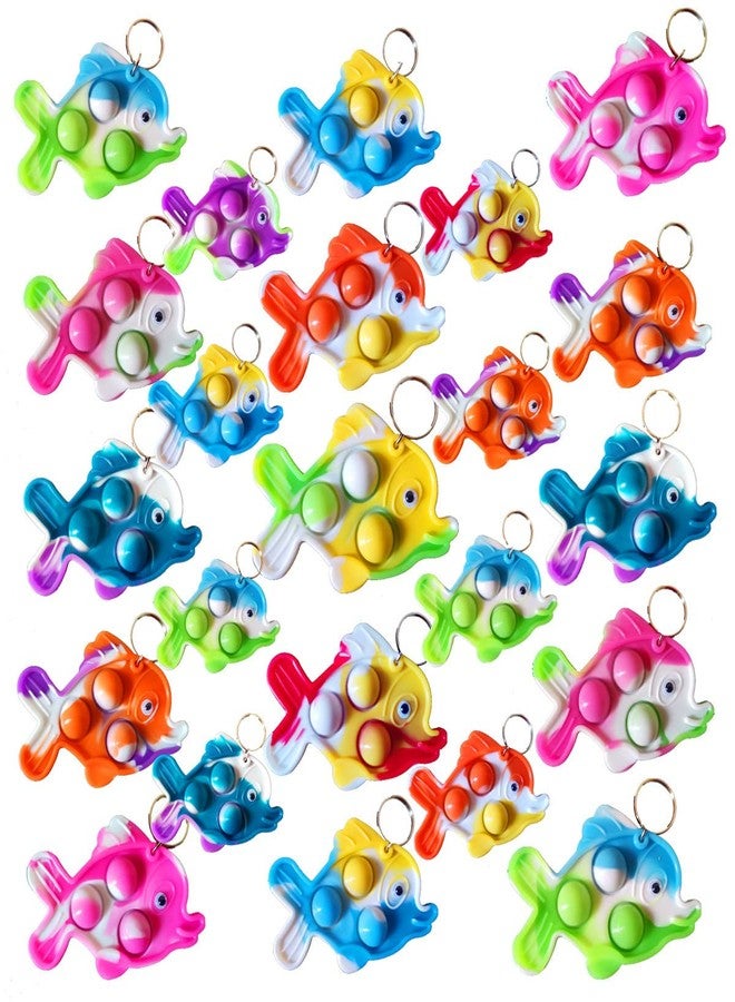 Roaqua 30 Packs Bulk Fish Backpack Keychain Mini pop Fidget，Sea Animal Supplies,Birthday Party Favors,Summer Students Bubble Prize for boy and Little Girl,Kids - Image 1