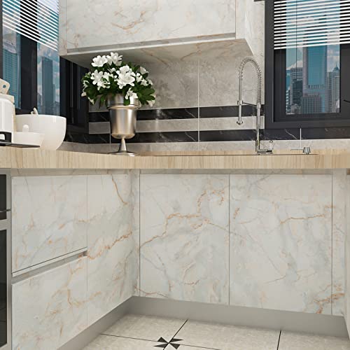 Boobest 15.74"x196" Marble Contact Paper for Countertops Wrap Waterproof Marble Wallpaper Peel and Stick Marble Locker Wallpaper for Kitchen Bathroom Apartment Removable Desk Covering Renter Friendly - Image 2