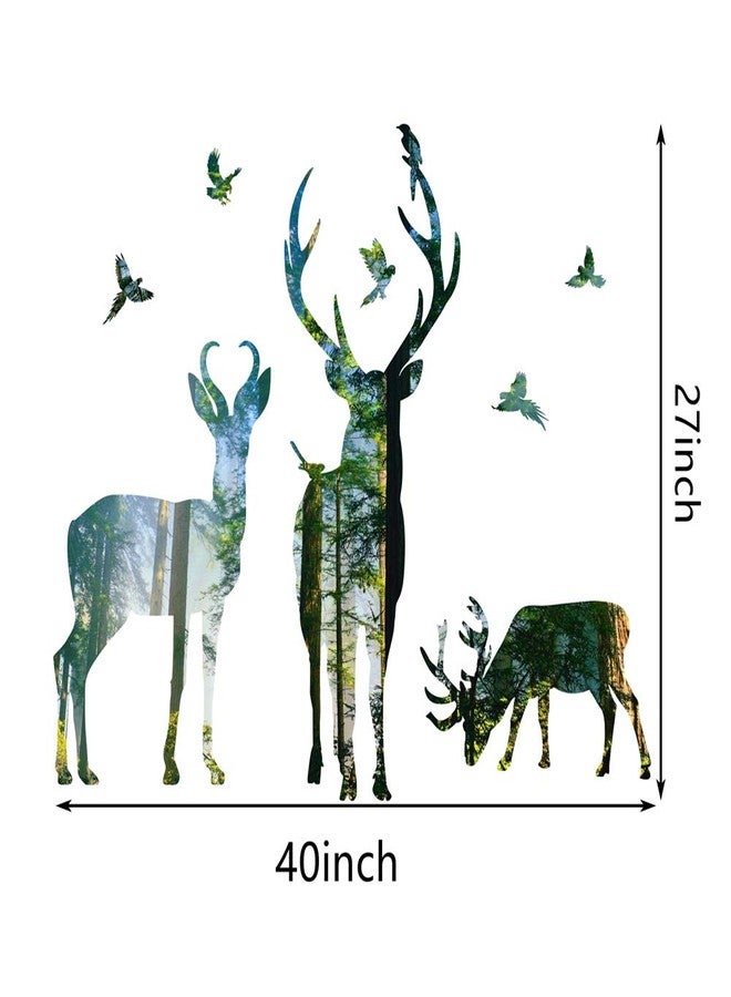 Kiddale Colorful Forest Deers Wall Decals,Large Peel and Stick Elk Wall Stickers for Living Room Porch Bedroom Home Art Mural TV Background Christmas Decoration(11.8"X38.6") - Image 2