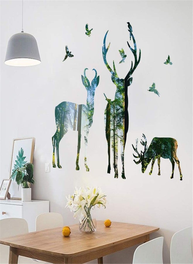Kiddale Colorful Forest Deers Wall Decals,Large Peel and Stick Elk Wall Stickers for Living Room Porch Bedroom Home Art Mural TV Background Christmas Decoration(11.8"X38.6") - Image 5