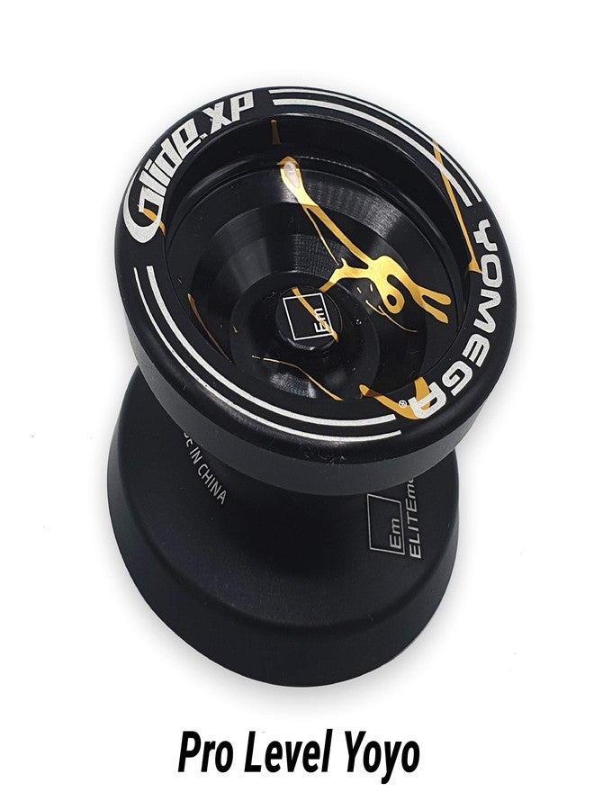 Yomega Glide™ XP - Pro Level Aluminum Metal Yoyo for Advance Players - Wing Shaped, C Size Ball Bearing Yoyo with Adjustable Responsive/Nonresponsive Play + 3 Month Warranty (Black and Gold) - Image 2