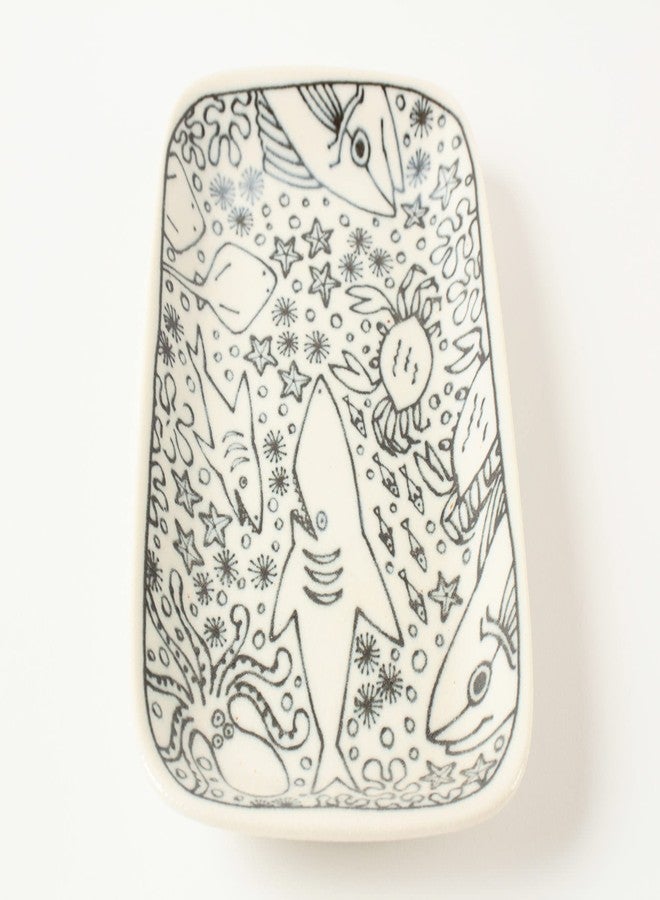 Minoribo Mino ware Japanese Ceramics Plate Sea Creatures Matte Finish made in Japan (Japan Import) GBS010 (Rectangle) - Image 4