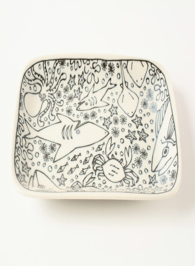 Minoribo Mino ware Japanese Ceramics Plate Sea Creatures Matte Finish made in Japan (Japan Import) GBS010 (Rectangle) - Image 3