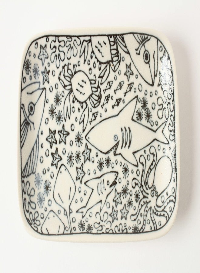 Minoribo Mino ware Japanese Ceramics Plate Sea Creatures Matte Finish made in Japan (Japan Import) GBS010 (Rectangle) - Image 5