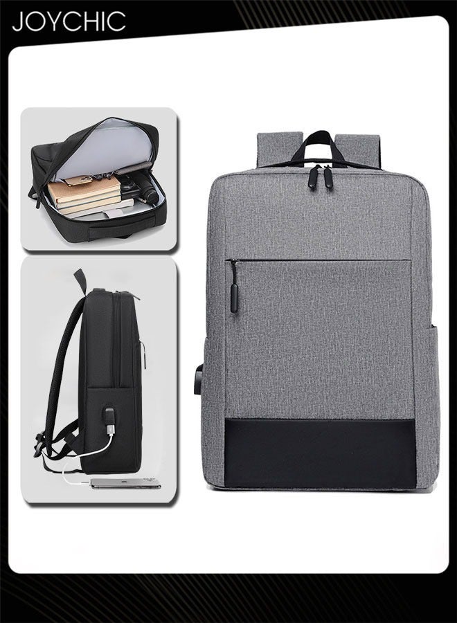 Joychic حقيبة ظهر متعددة الوظائف للأعمال مقاس 15.6 بوصة حقيبة كمبيوتر متينة مقاومة للماء سعة كبيرة حقيبة مدرسية للرجال للعمل والسفر في الهواء الطلق باللون الرمادي - Image 1
