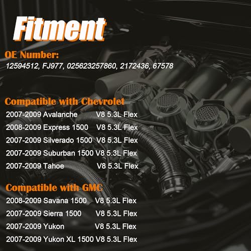 YIHOVY Upgraded Fuel Injectors 12594512 fit for Chevrolet Avalanche Express Silverado Suburban 1500 Tahoe 2007-2009, fit for GMC Savana 1500 Sierra 1500 Yukon 2007-2009, V8 5.3L Flex FJ977 (8) - Image 2