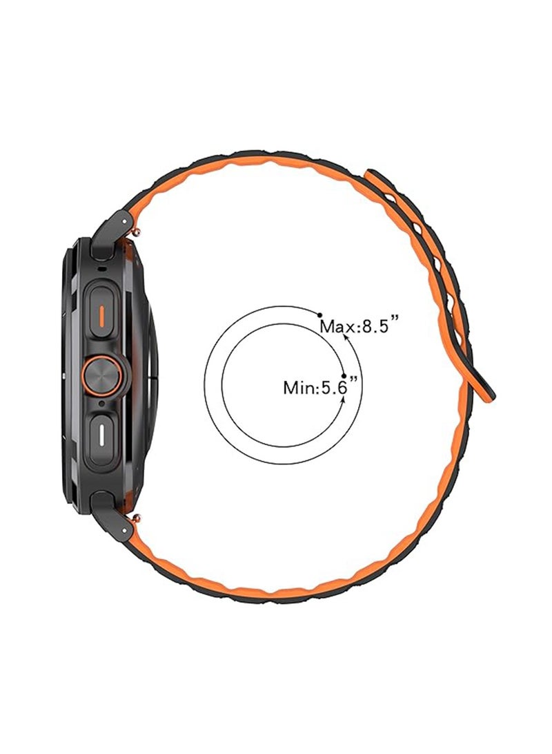 Soft Silicone Watch Band with Samsung Galaxy Watch 7 Ultra 47mm,Magnetic Band,Smartwatch Replacement Strap for Men and Women, Easy to wear (Black Orange) - Image 4