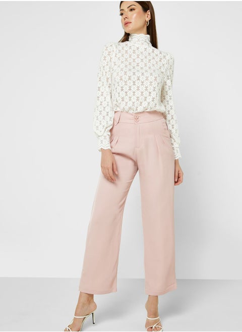 Front Pleat Wide Leg Pants
