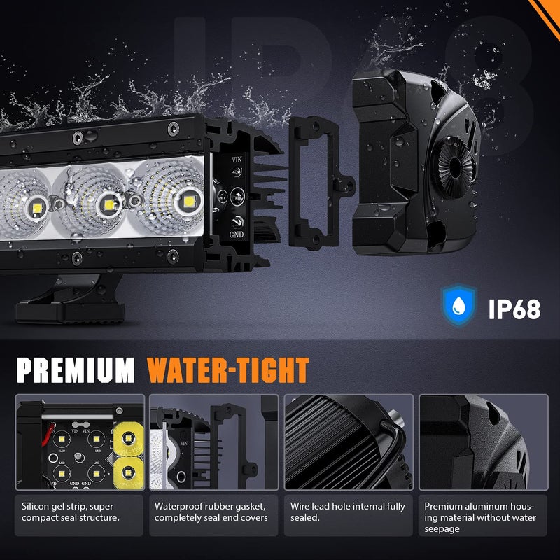 Nilight LED Light Bar 30 Inch 120W Flood Spot Combo Beam 14400LM IP68 Offroad Single Row Slim Driving Lamp for Pickup Truck SUV ATV UTV Boat Jeep - Image 5