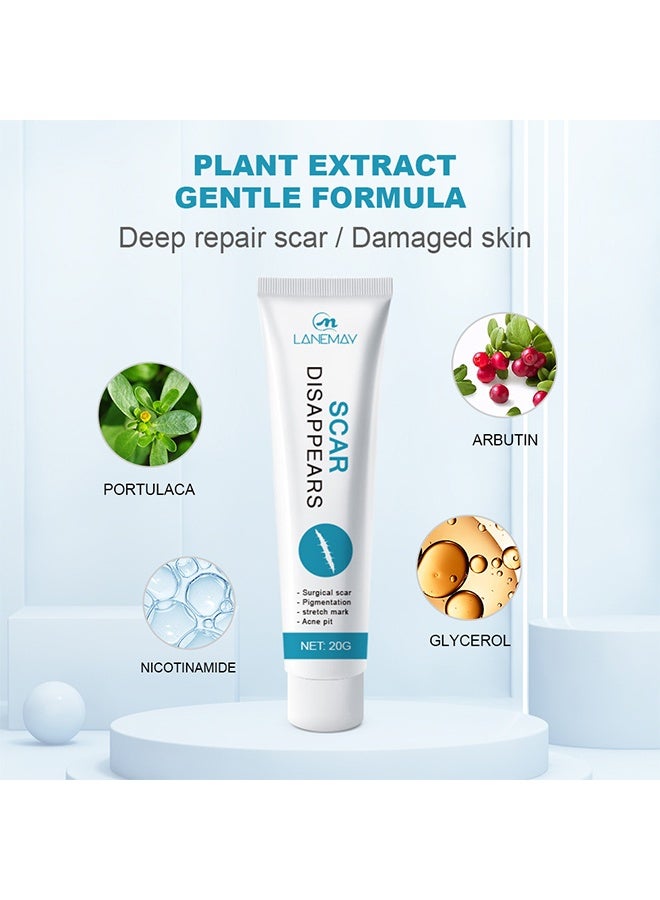 LANEMAY Scar Cream 20g, Grade Silicone Scar Cream, Advanced Scar Removal Gel for Surgical Scars Stretch Marks Acne Injury Burns Keloids Hypertrophic Old and New Scars - Image 2