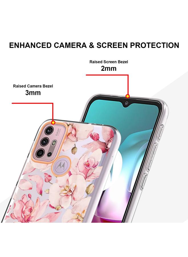 S-TOP Case For Motorola Moto G30 / G20 / G10 / G10 Power Flowers and Plants Series IMD TPU Phone Case - Image 4