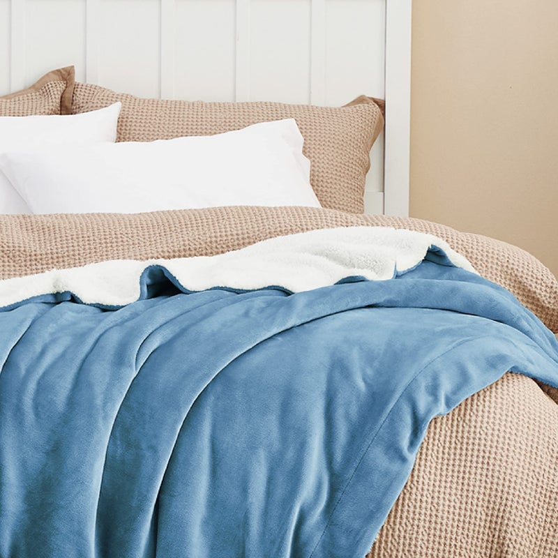 Bedsure GentleSoft Sherpa Fleece Throw Blanket for Couch, Non-Heated, Thick and Warm Throw for Women and Men, Soft Fuzzy Plush Blanket for Winter, Washed Blue, 50x60 Inches - Image 4