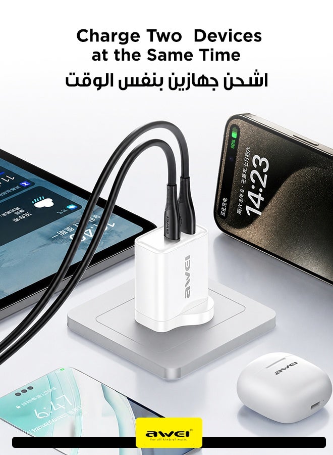 أوي شاحن حائط 22.5 واط مع قابس بريطاني - شاحن حائط مزدوج المنفذ (USB-C + USB-A)، يدعم الشحن السريع QC2.0/ QC3.0/ FCP/ AFC/ و SCP، متوافق مع الهواتف الذكية، والأجهزة اللوحية، والمزيد، مدمج وسهل الحمل - Image 3
