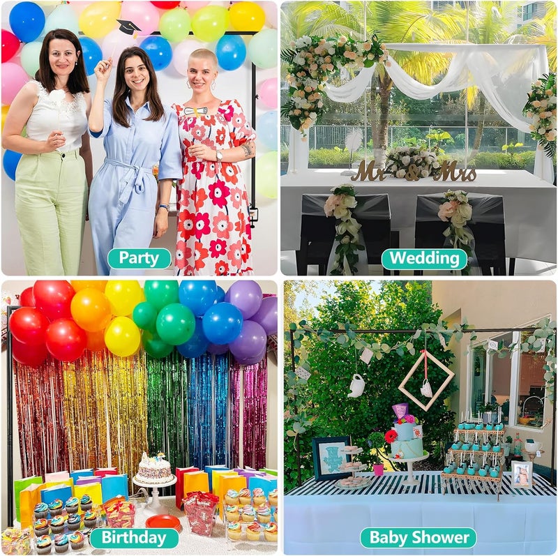 JEBUTU حامل قضيب فوق الطاولة مع مشابك قابل للتعديل 30"-43" ارتفاع 47"-98" طول أسود قوس طاولة معلق لحفلات الزفاف وأعياد الميلاد وهالوين وعيد الميلاد - Image 2