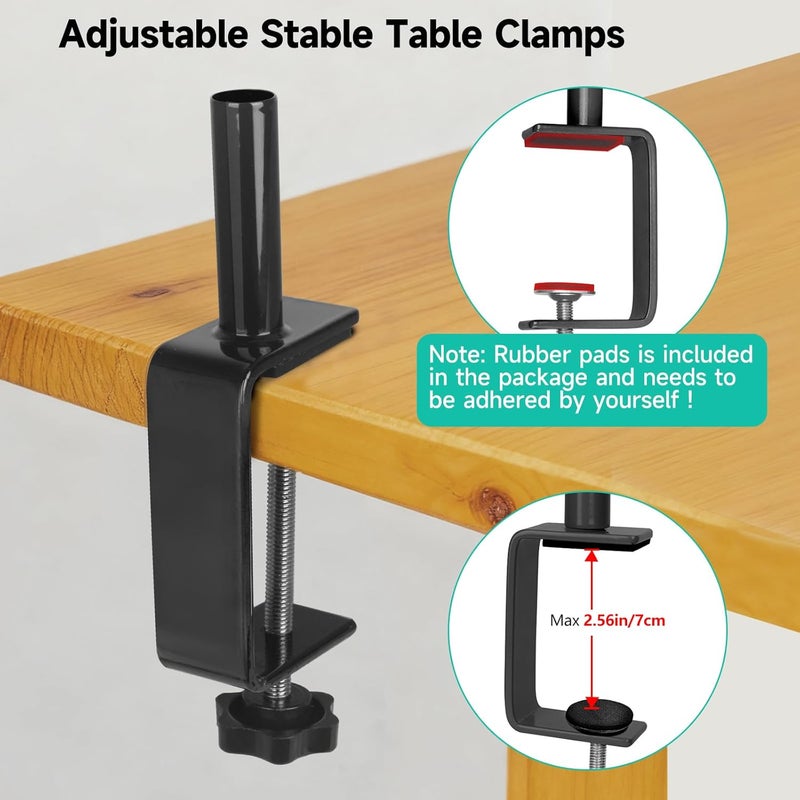 JEBUTU حامل قضيب فوق الطاولة مع مشابك قابل للتعديل 30"-43" ارتفاع 47"-98" طول أسود قوس طاولة معلق لحفلات الزفاف وأعياد الميلاد وهالوين وعيد الميلاد - Image 4
