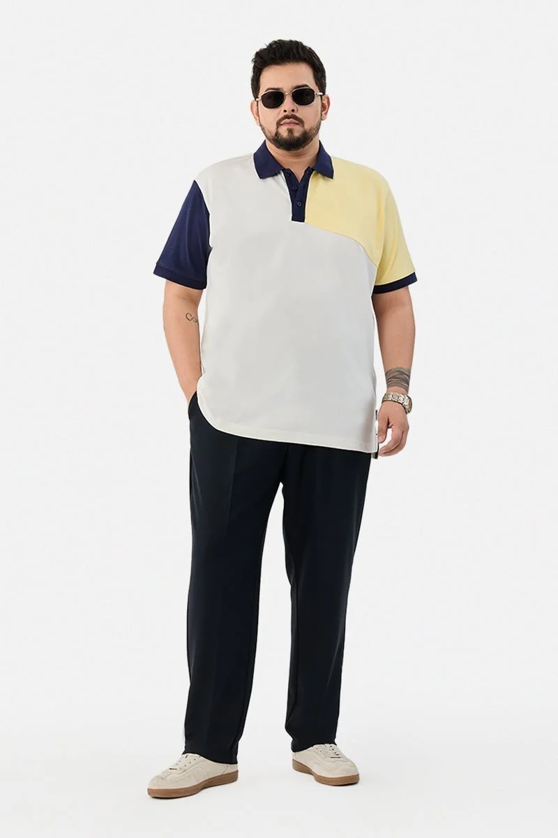 سنيتش 100% Cotton Colour-block Plus Size Polo T-Shirt