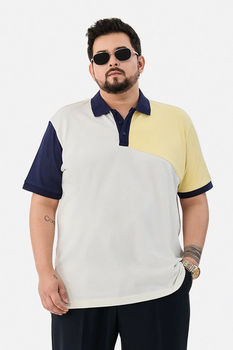 SNITCH 100% Cotton Colour-block Plus Size Polo T-Shirt