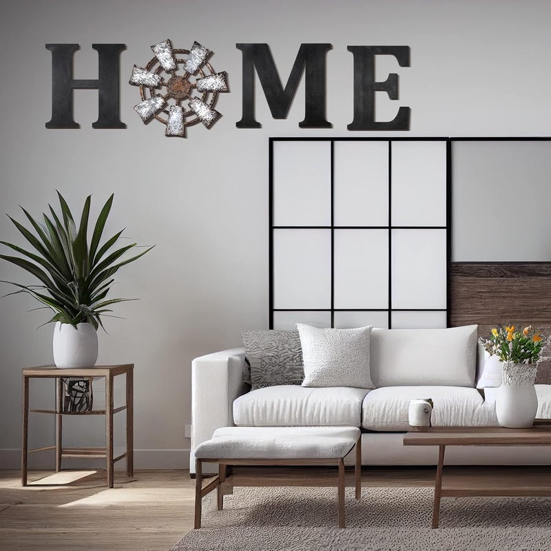 Qunclay 4 Pcs Windmill Wall Decor Wooden Home Letters Decoration Rustic Farmhouse Home Hanging Wood Sign Farmhouse Wall Decor for Living Room Kitchen Bedroom PorchBlack - Image 5