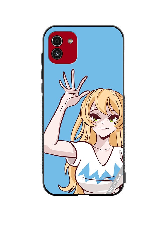 VR CREATIVE Protective Case Cover For Samsung Galaxy A03 Anime Girl Waving Hand Design Multicolour - Image 1